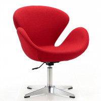 Manhattan Comfort AC038-RD Raspberry Red and Polished Chrome Wool Blend Adjustable Swivel Chair
